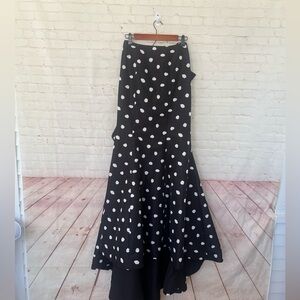 Sherri Hill mermaid black polka dot maxi skirt size 4 PROM HOME COMING.
